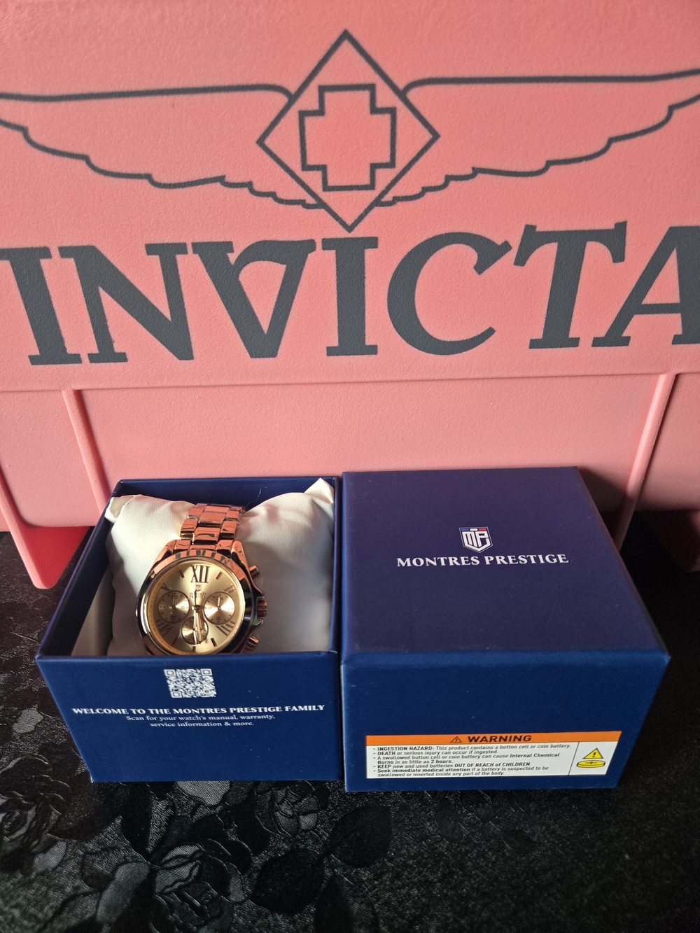Invicta Montres Prestige Rose Gold Chronograph Watch Unisex 35mm